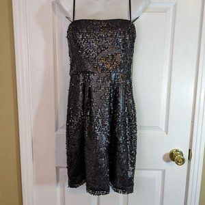 BCBGMaxazria Black Sequin Strapless Mini/Knee Length Dress - size 6 NWT